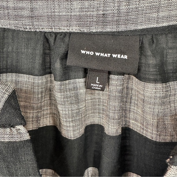 Women’s navy Blue Gray striped size large Sleeve puffy statement Relaxed Blouse - Picture 5 of 8